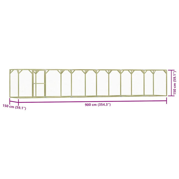 vidaXL Chicken Coop 1.5x9x1.5 m Impregnated Pine Wood