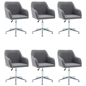vidaXL Swivel Dining Chairs 6 pcs Light Gray Fabric