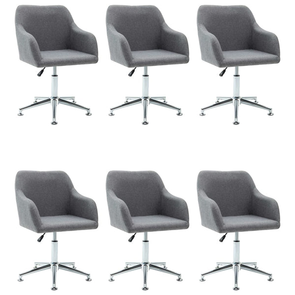 vidaXL Swivel Dining Chairs 6 pcs Light Gray Fabric
