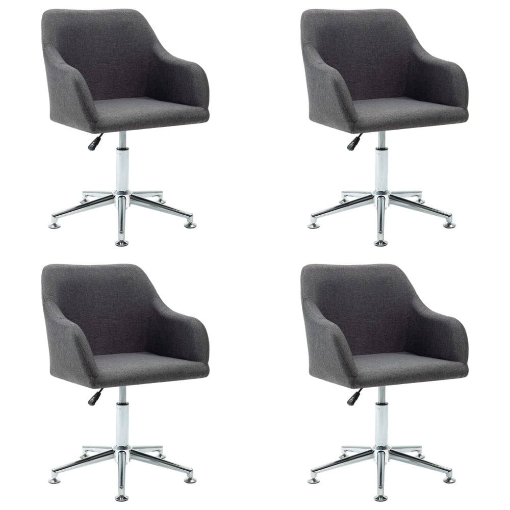 vidaXL Swivel Dining Chairs 4 pcs Dark Grey Fabric