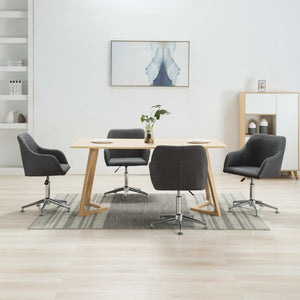 vidaXL Swivel Dining Chairs 4 pcs Dark Grey Fabric