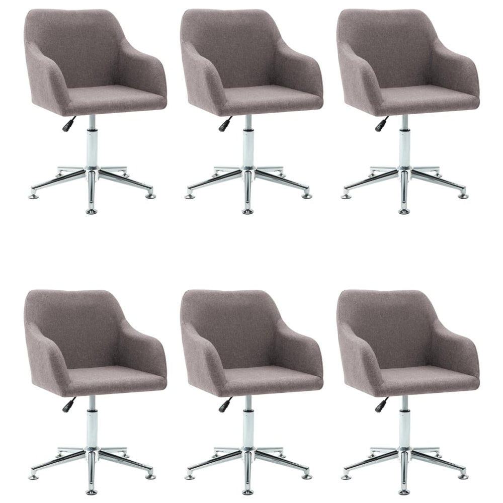 vidaXL Swivel Dining Chairs 6 pcs Taupe Fabric