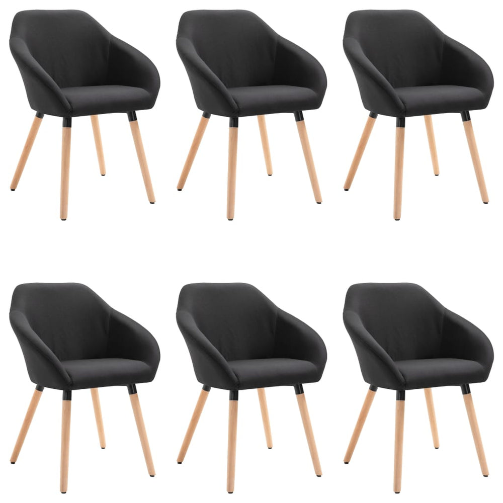 vidaXL Dining Chairs 6 pcs Black Fabric