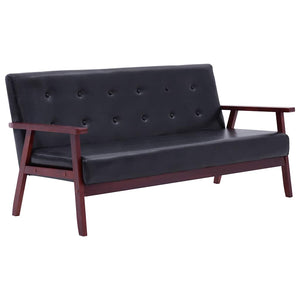 vidaXL 2-Piece Sofa Set Black Faux Leather