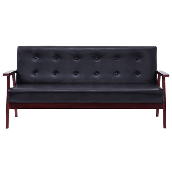 vidaXL 2-Piece Sofa Set Black Faux Leather