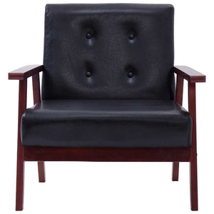 vidaXL 2-Piece Sofa Set Black Faux Leather