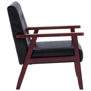 vidaXL 2-Piece Sofa Set Black Faux Leather