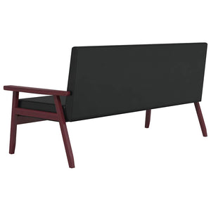vidaXL 2-Piece Sofa Set Black Faux Leather
