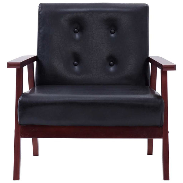 vidaXL 3-Piece Sofa Set Black Faux Leather