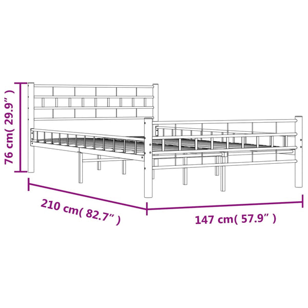 vidaXL Bed Frame Black Steel 140x200 cm