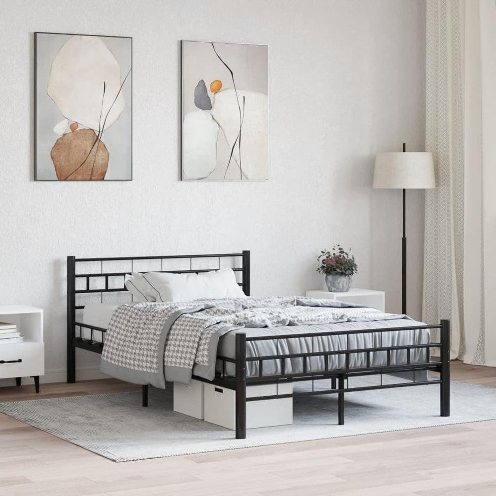 vidaXL Bed Frame Black Steel 140x200 cm