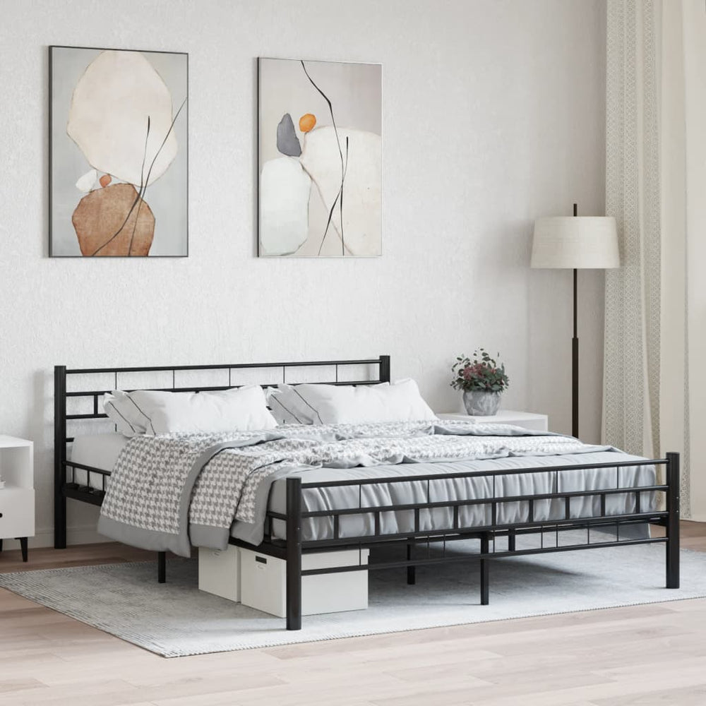 vidaXL Bed Frame Black Steel 160x200 cm