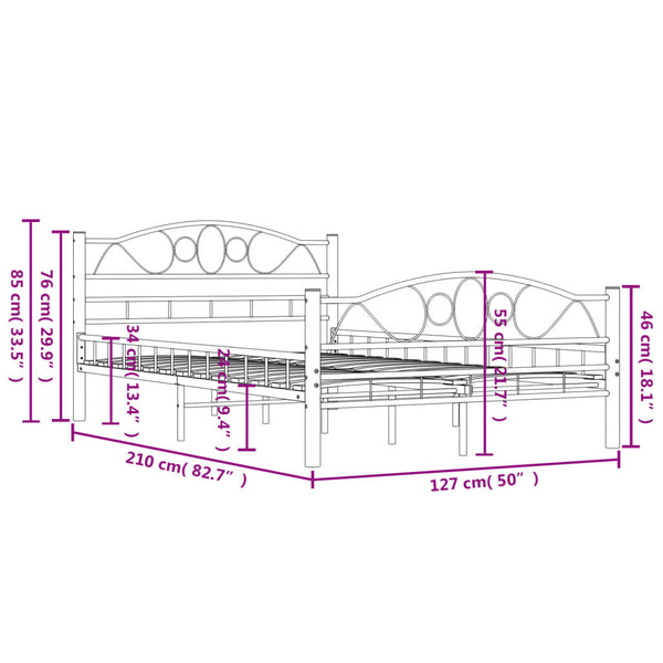 vidaXL Bed Frame Black Steel 120x200 cm