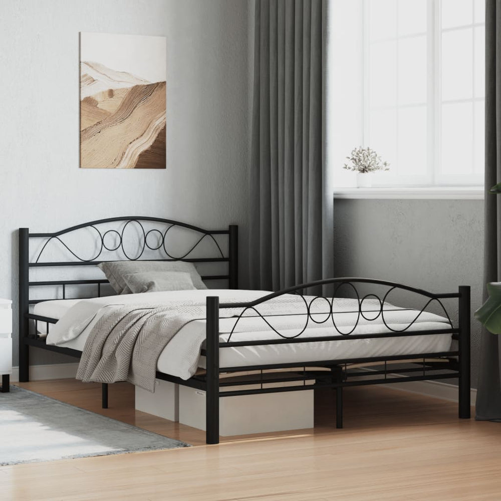 vidaXL Bed Frame Black Steel 120x200 cm