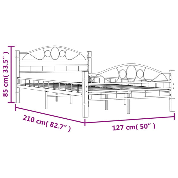 vidaXL Bed Frame Black Metal 120x200 cm