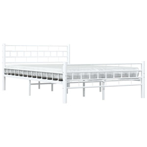 vidaXL Bed Frame White Metal 140x200 cm