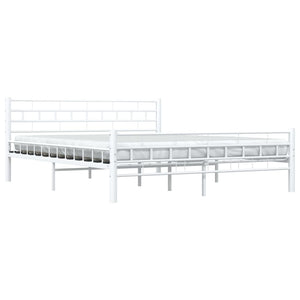 vidaXL Bed Frame White Metal 160x200 cm