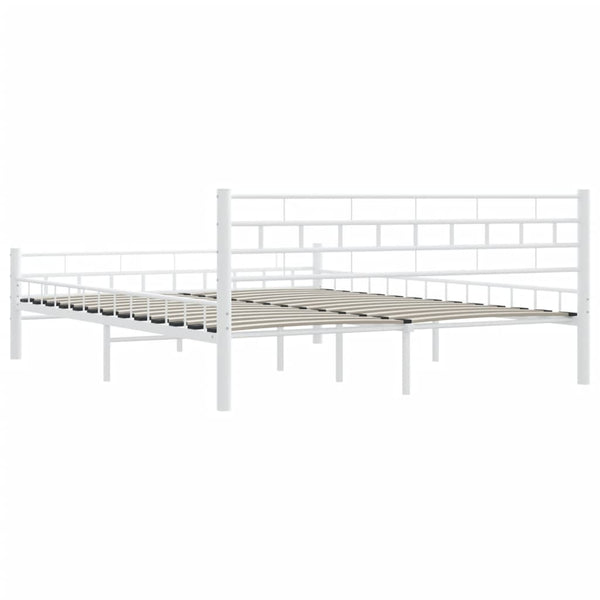 vidaXL Bed Frame White Metal 160x200 cm