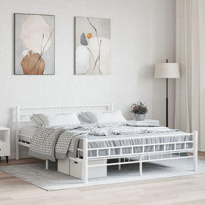 vidaXL Bed Frame White Metal 160x200 cm