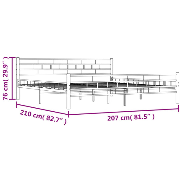 vidaXL Bed Frame White Metal 200x200 cm