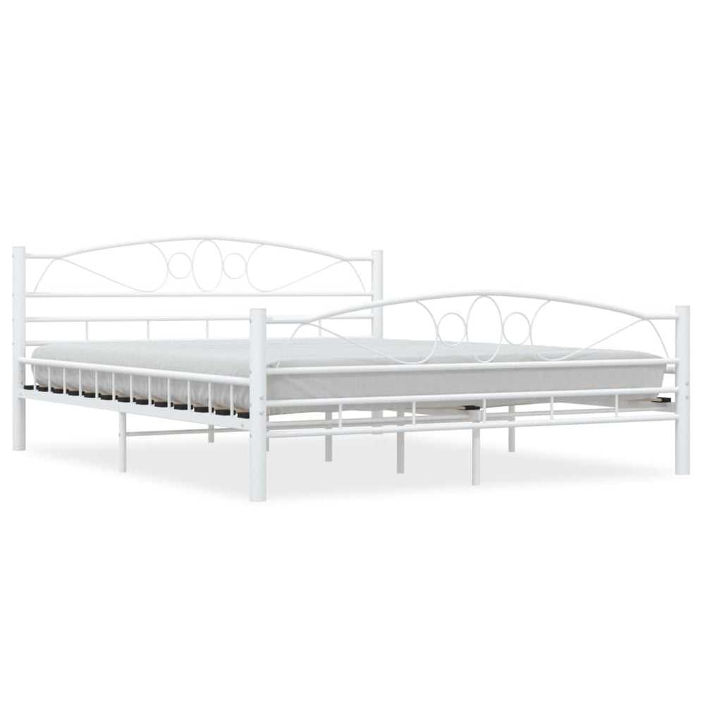 vidaXL Bed Frame White Metal 160x200 cm
