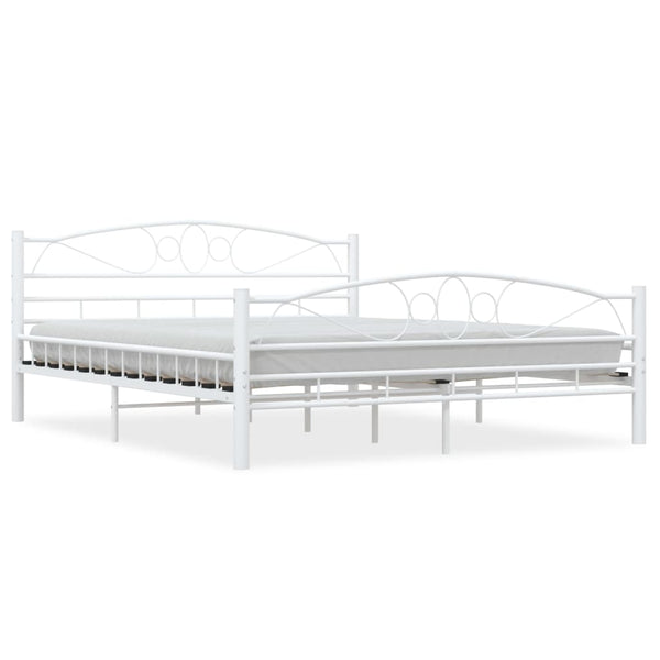 vidaXL Bed Frame White Metal 160x200 cm