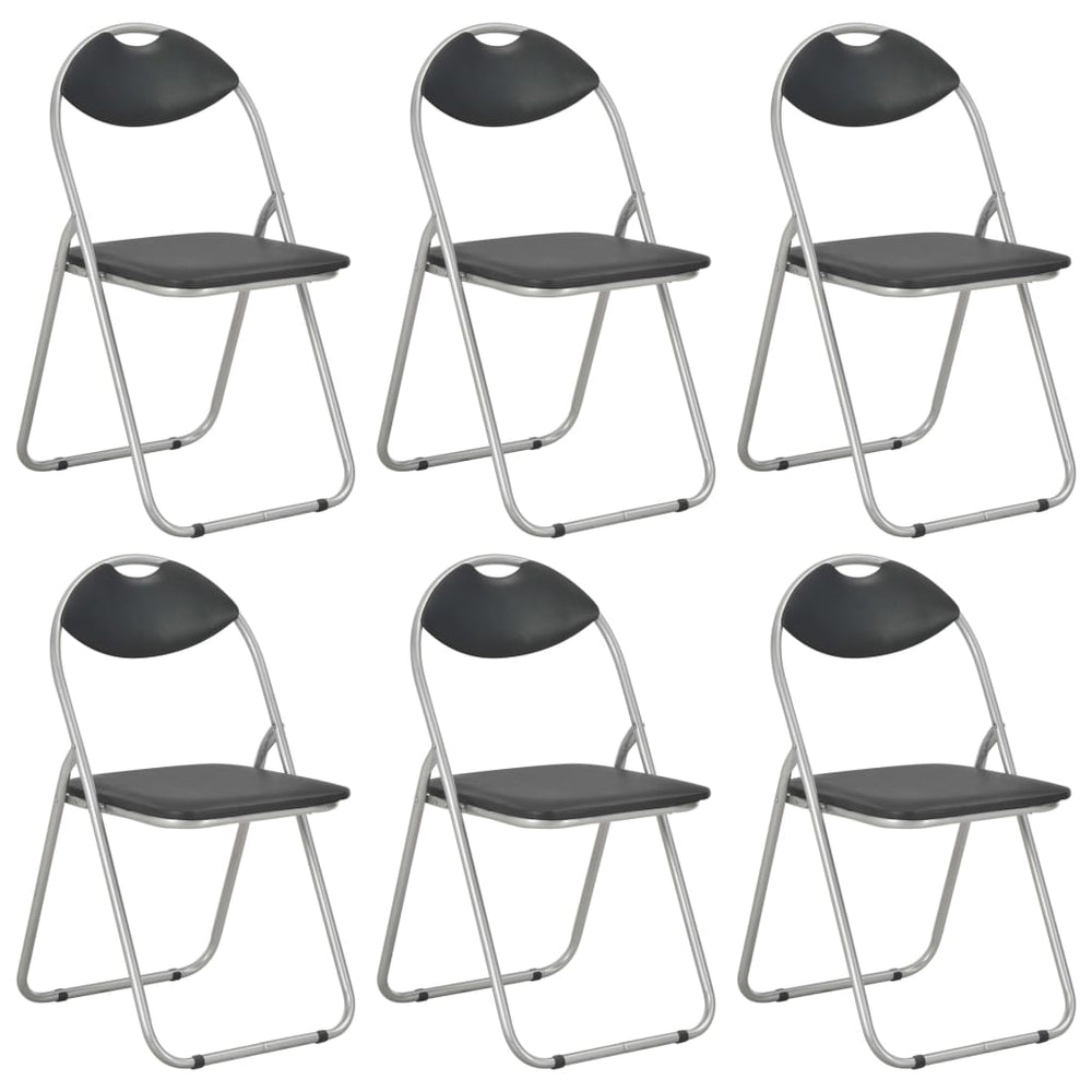 vidaXL Folding Dining Chairs 6 pcs Black Faux Leather