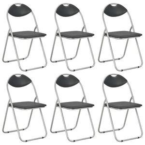 vidaXL Folding Dining Chairs 6 pcs Black Faux Leather