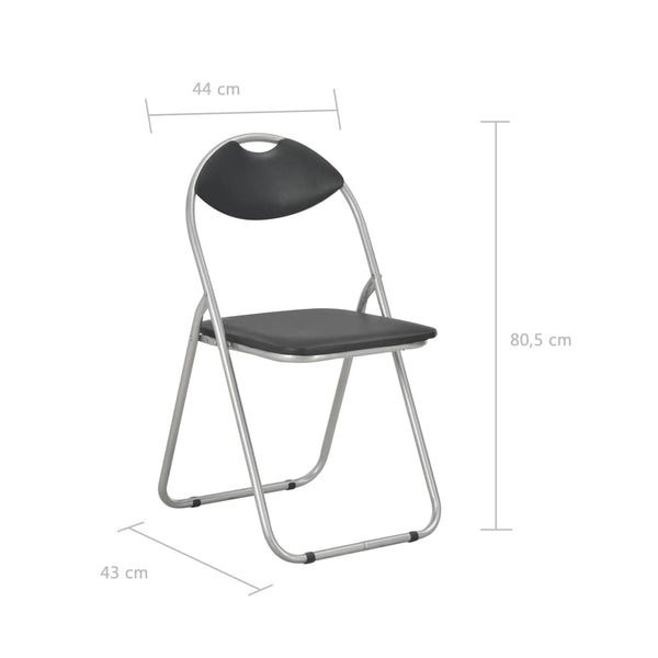 vidaXL Folding Dining Chairs 6 pcs Black Faux Leather