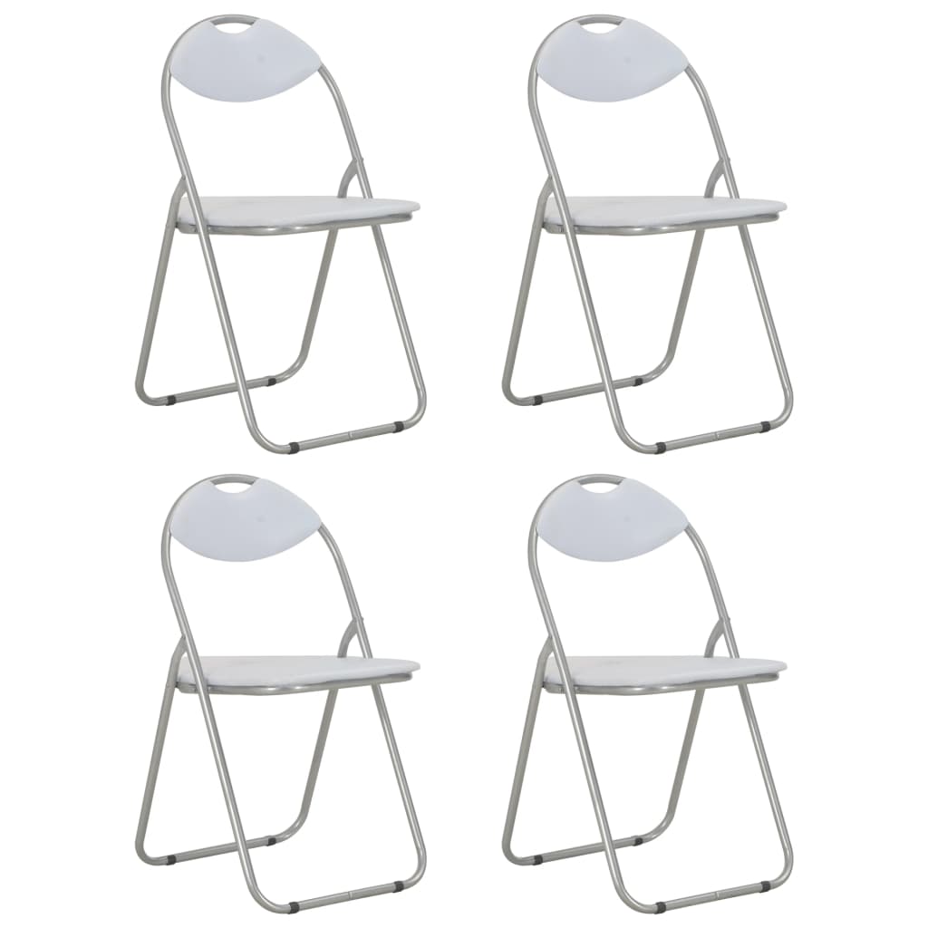 vidaXL Folding Dining Chairs 4 pcs. White Faux Leather