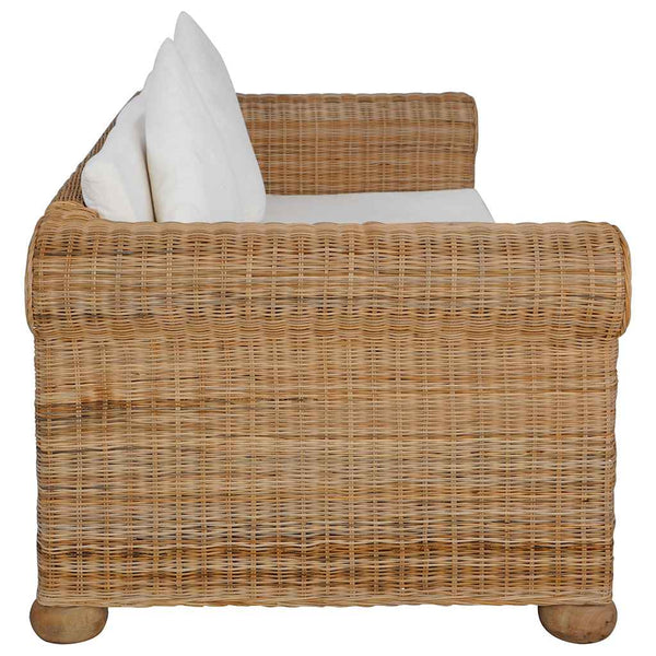 vidaXL 2-Piece Sofa Set with Cushions Natural Rattan