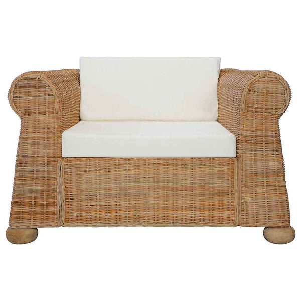 vidaXL 2-Piece Sofa Set with Cushions Natural Rattan