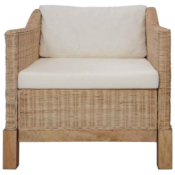 vidaXL 2-Piece Sofa Set with Cushions Natural Rattan
