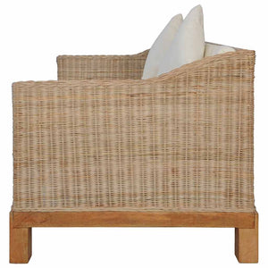vidaXL 2-Piece Sofa Set with Cushions Natural Rattan