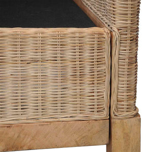 vidaXL 2-Piece Sofa Set with Cushions Natural Rattan