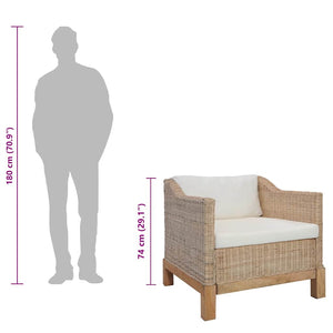 vidaXL 2-Piece Sofa Set with Cushions Natural Rattan
