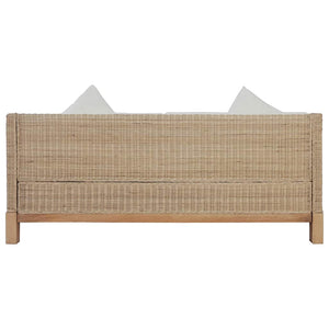 vidaXL 2-Piece Sofa Set with Cushions Natural Rattan