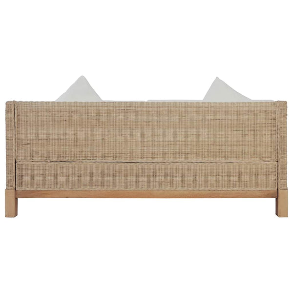 vidaXL 2-Piece Sofa Set with Cushions Natural Rattan