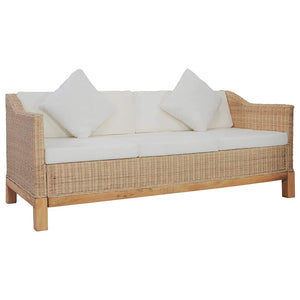 vidaXL 2-Piece Sofa Set with Cushions Natural Rattan
