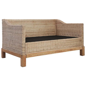 vidaXL 2-Piece Sofa Set with Cushions Natural Rattan