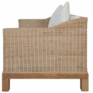 vidaXL 2-Piece Sofa Set with Cushions Natural Rattan