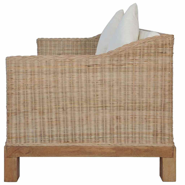 vidaXL 2-Piece Sofa Set with Cushions Natural Rattan
