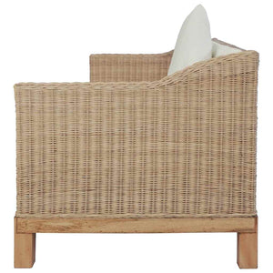 vidaXL 2-Piece Sofa Set with Cushions Natural Rattan