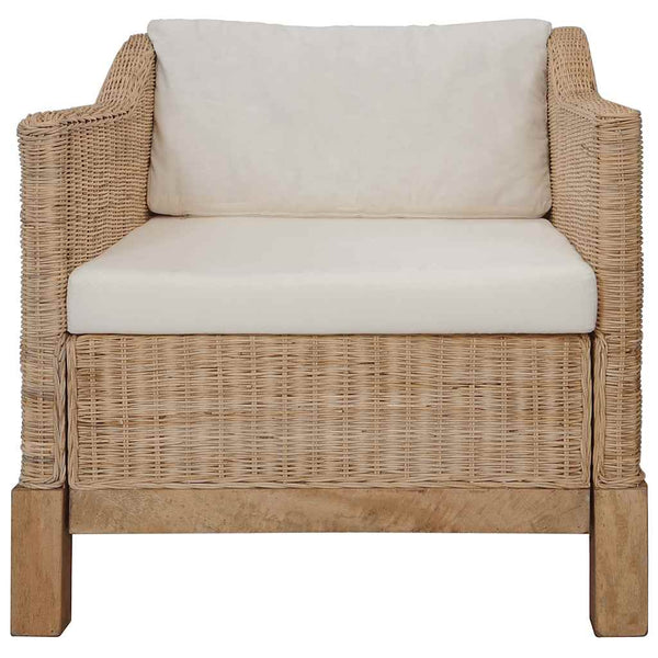 vidaXL 2-Piece Sofa Set with Cushions Natural Rattan