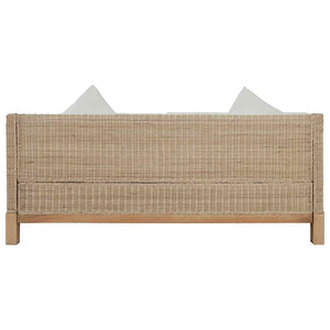 vidaXL 2-Piece Sofa Set with Cushions Natural Rattan
