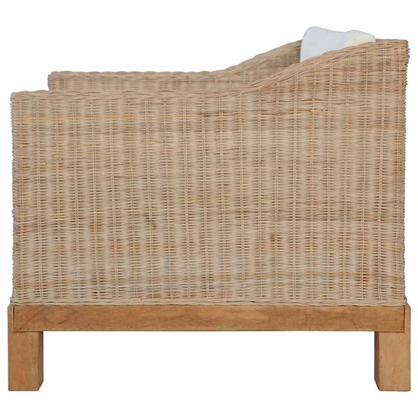 vidaXL 2-Piece Sofa Set with Cushions Natural Rattan