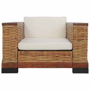 vidaXL 2-Piece Sofa Set with Cushions Brown Natural Rattan