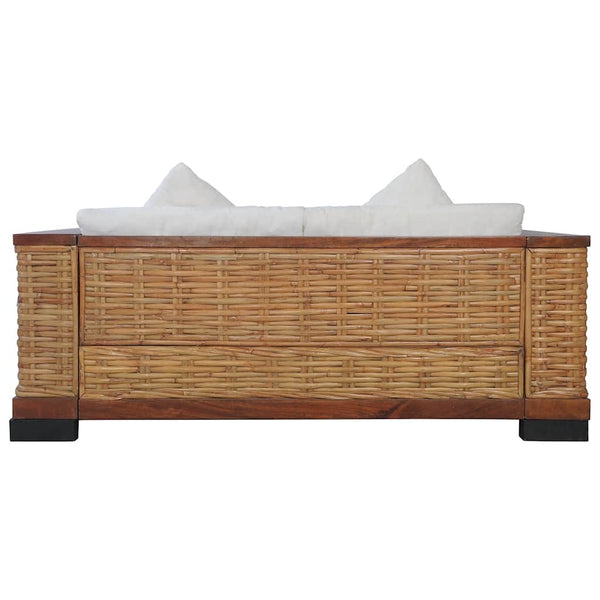vidaXL 2-Piece Sofa Set with Cushions Brown Natural Rattan