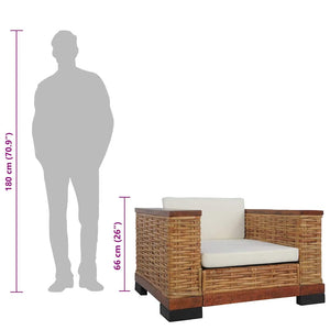 vidaXL 2-Piece Sofa Set with Cushions Brown Natural Rattan