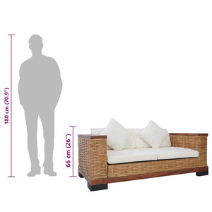 vidaXL 2-Piece Sofa Set with Cushions Brown Natural Rattan